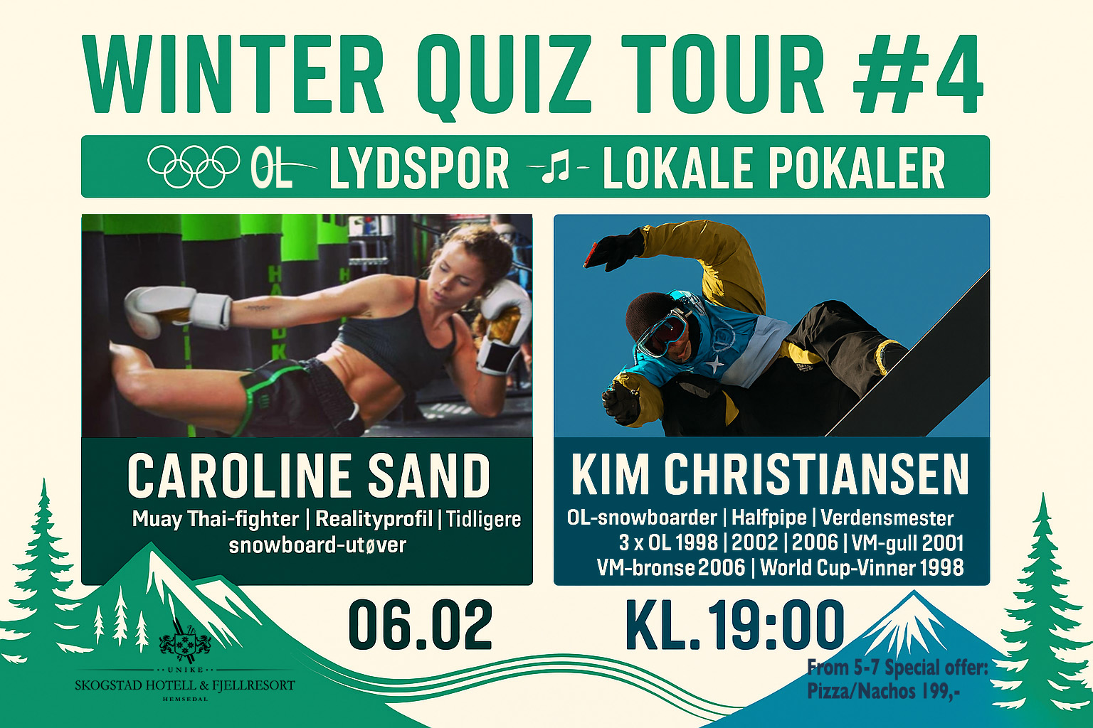 Bilde med informasjon om Quiz 6. februar, bilde av Caroline Sand og Kim Christiansen